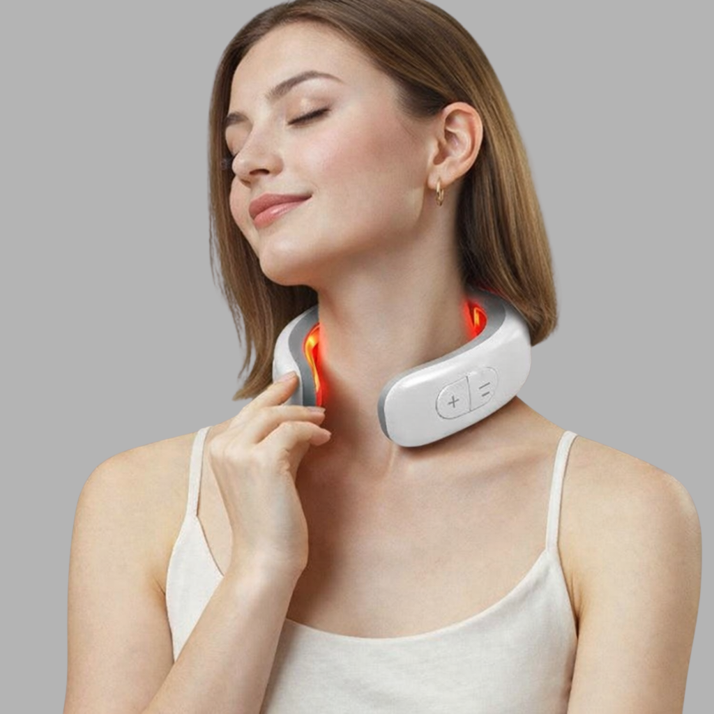 Kobieta z masażerem na szyi